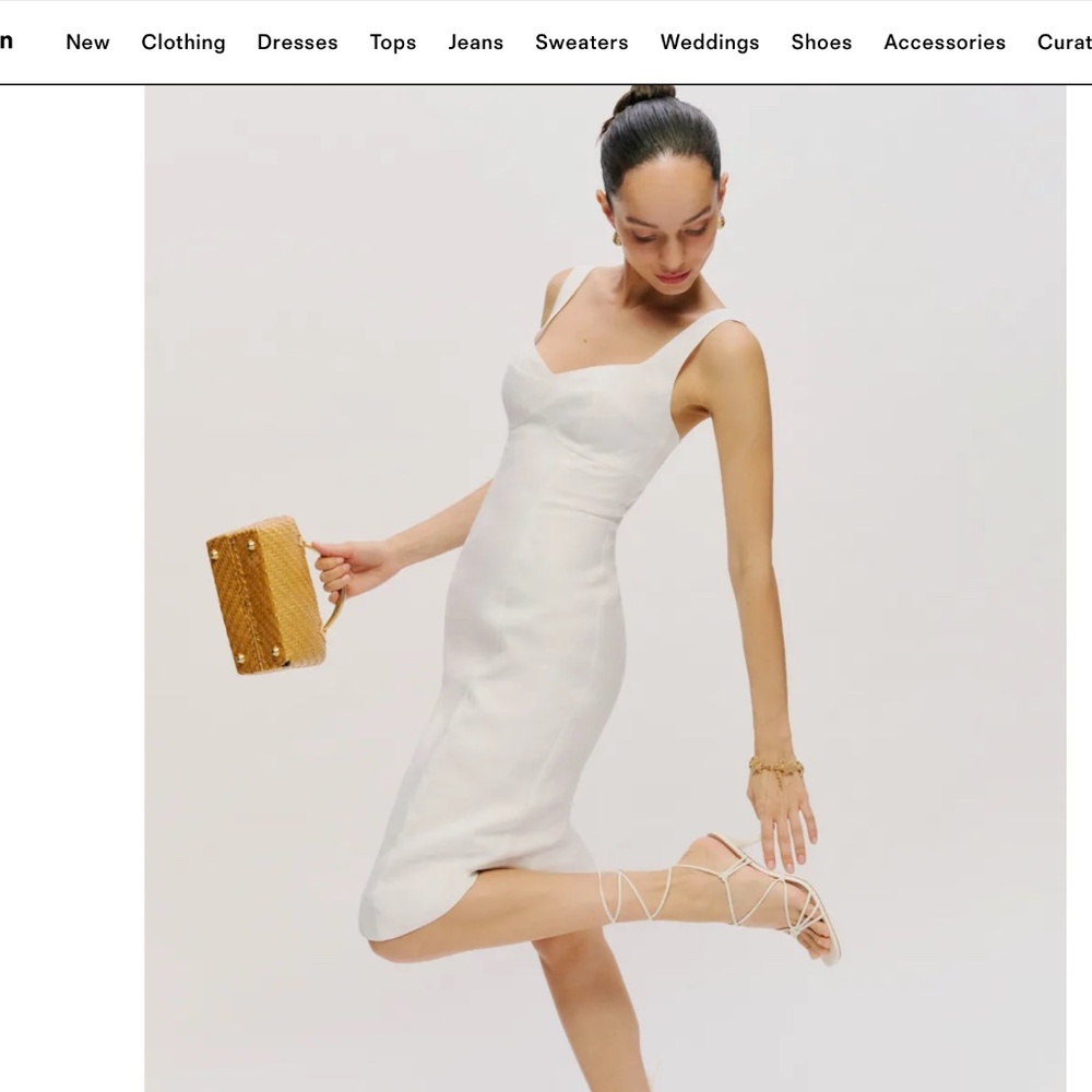 NWT Reformation Thea Linen Dress - Size 4 - White